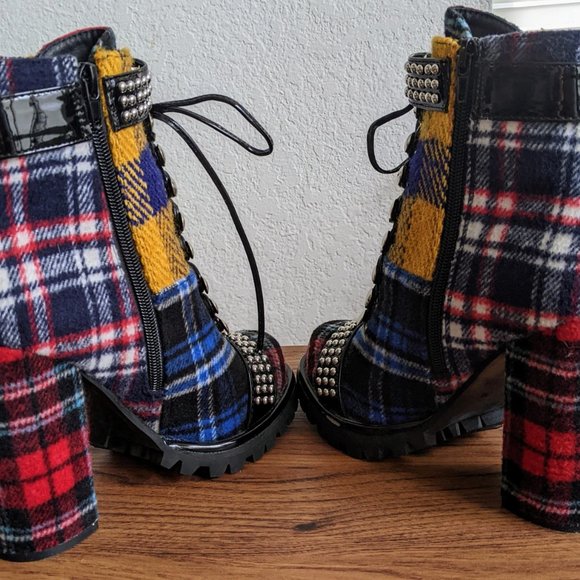 Jeffrey Campbell Multicolor Plaid Ankle Boots - Picture 3 of 8